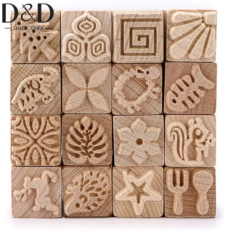 Wooden Clay Pottery Stamps Pottery Tool Modeling Pattern Stamp Clay Rolling Pin Textured Hand Roller Wooden Handle Pottery Tools