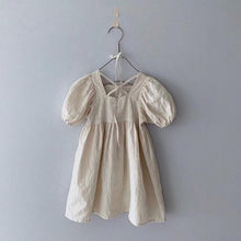 Load image into Gallery viewer, Girls Criss cross back Dress with Bubble Sleeve

