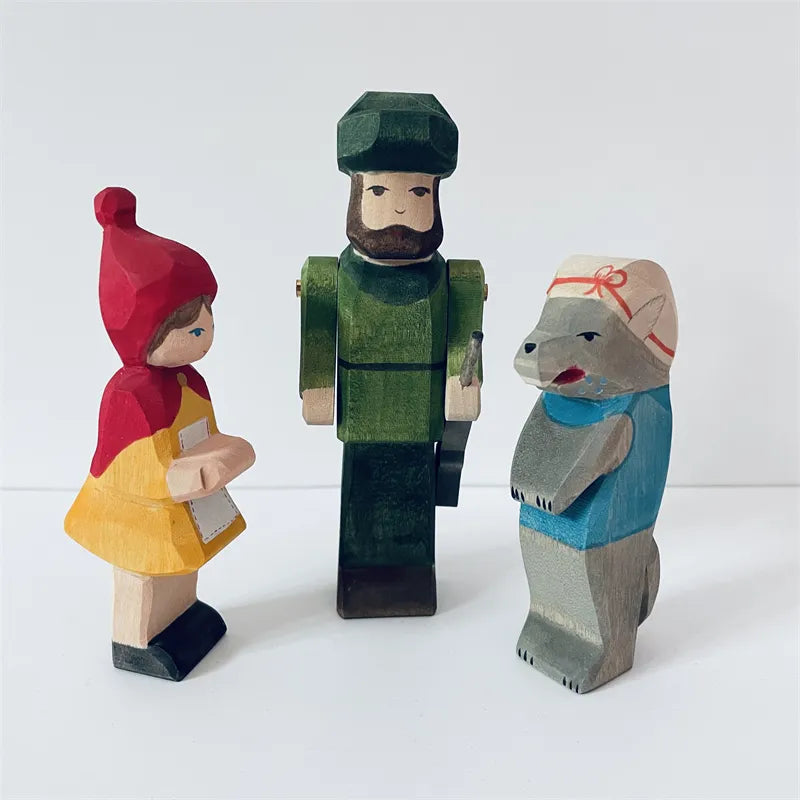 Fairy Tales Little Red Riding Hood Figures Handmade Wooden Figures Sma ...