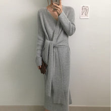 Load image into Gallery viewer, Winter Wool V-neck Maxi Sweater Dress
