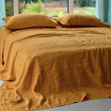 Load image into Gallery viewer, 3PCS 100% Washed Linen Sheet Set Natural Flax Bed Sheets 2 Pillowcases Breatherable Soft Farmhouse Bedding Bedsheet Flat Sheet
