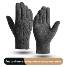Load image into Gallery viewer, Winter cashmere knitted gloves for men and women outdoor riding warm, windproof and cold plus velvet thick couple touch screen
