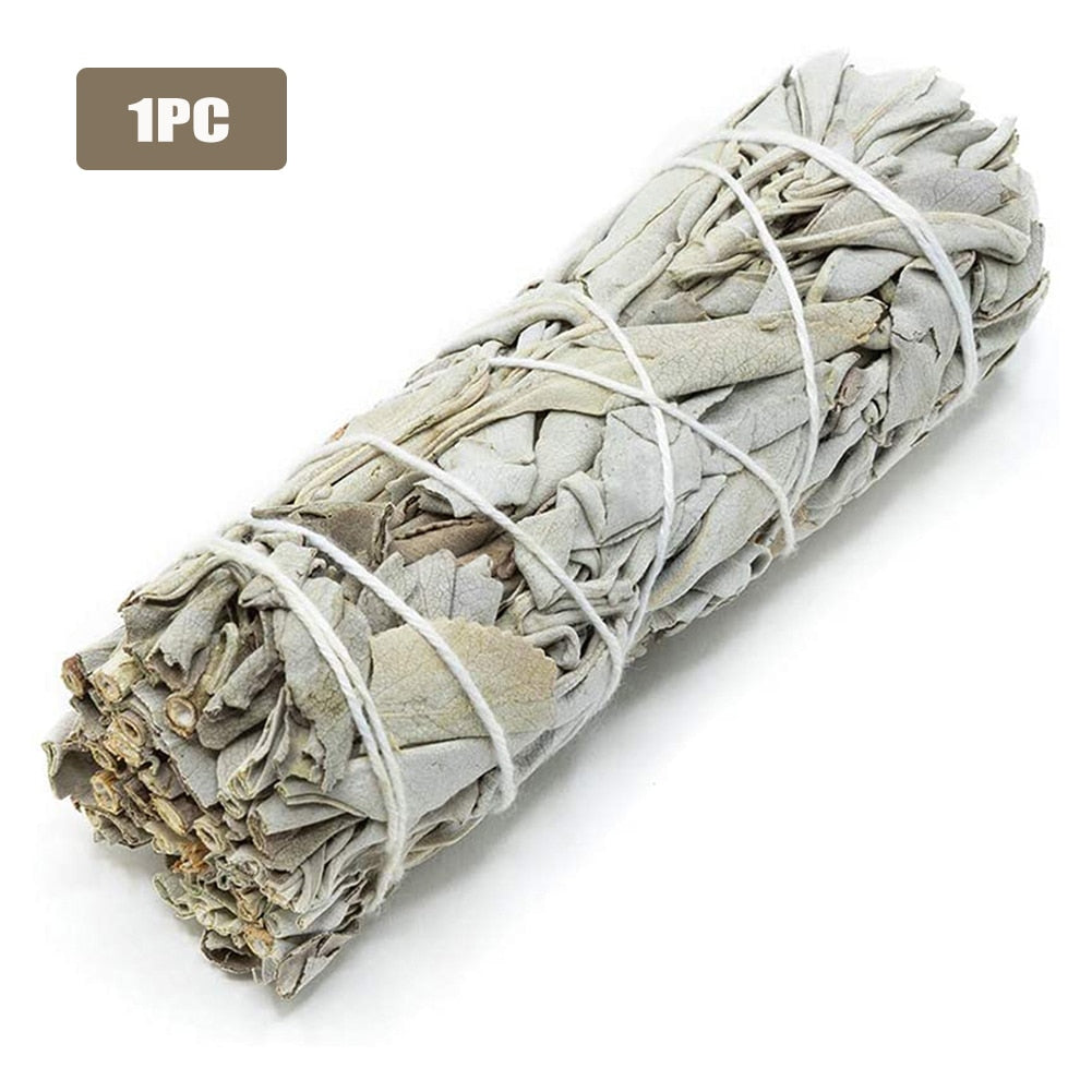 Natural White Sage Grass Bundle Smudge Sticks Pure Leaf Smoky Indoor Purification Grass Incense Home Office Cleansing