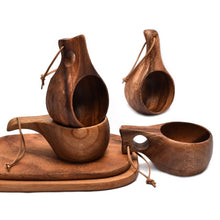 Load image into Gallery viewer, 210ml Outdoor Wood Cup Kuksa Camping Mug Coffee Milk Cups Mugs Acacia-Wood Drinkware Bushcrafts Artifact Kitchen
