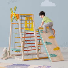 Load image into Gallery viewer, XIHAToy Triangle Climber Ramp Foldable Wooden Indoor Playground 3 In 1 Slide Rock Wall Nature Wood Climbing Toys Toddlers
