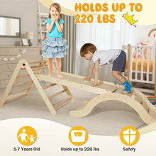Load image into Gallery viewer, Beech Pikler Triangle Set Climber 5 in 1, Climbing Toys Indoor Folding with Ramp &amp; Arch &amp; Mat &amp; Wooden
