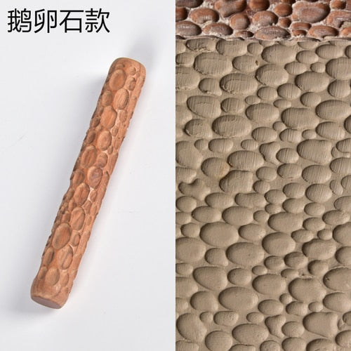 New Pottery Tools Wood Hand Rollers for Stamp Pattern Roller Ceramic Clay Sculpting Tools  Polymer Molds