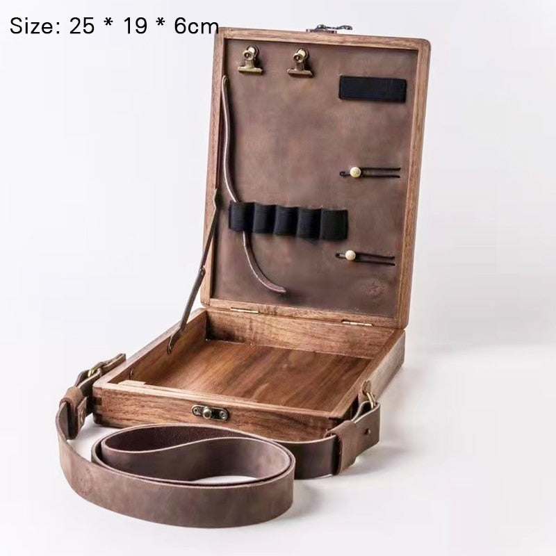Portable Artist Wooden Box Messenger Bag: Perfect for Organizing Painting Supplies, Sketching, and Writing on the Go