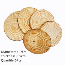 Load image into Gallery viewer, 3-12cm Thick 1 Pack Natural Pine Round Unfinished Wood Slices Circles With Tree Bark Log Discs DIY Crafts Wedding Party Painting
