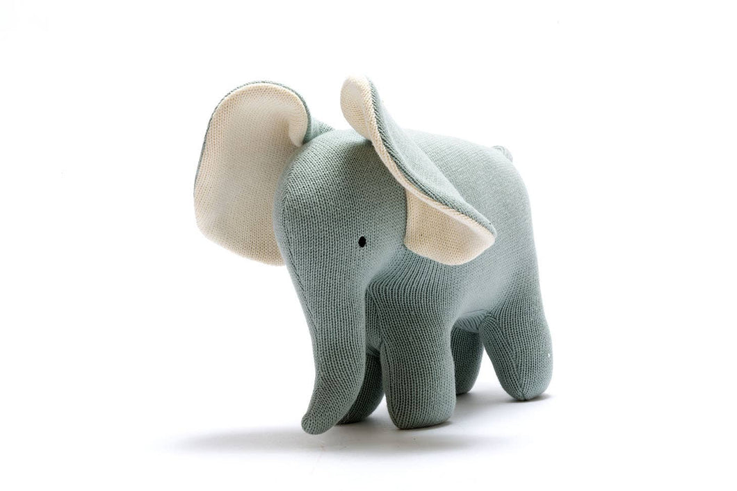 Large Organic Cotton Elephant Plush Toy in Teal Colour