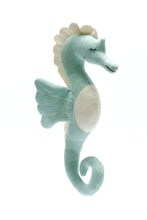 Load image into Gallery viewer, Tactile Knitted Seahorse Plush Toy Organic Cotton Sea Green
